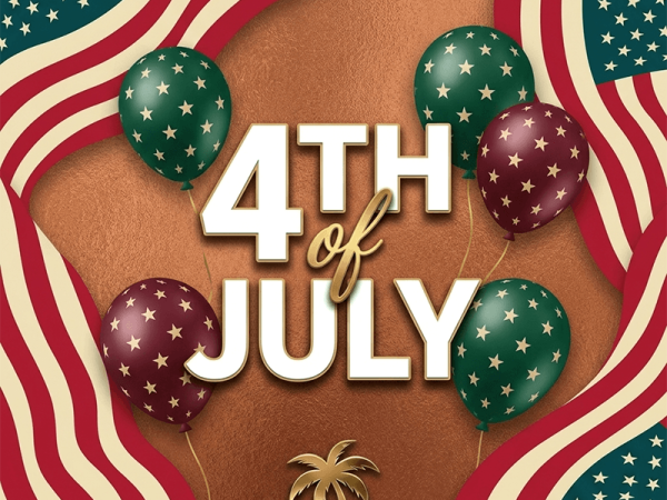 4th of July Celebration Flyer PSD template with American flag theme