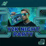 Y2K aesthetic party flyer PSD template layout
