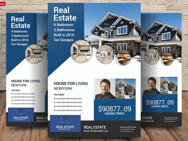 Commercial real estate open house flyer psd template for office listings