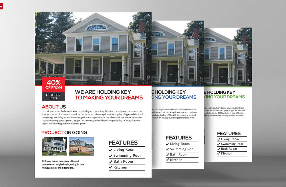 Elegant suburb home open house flyer psd template for residential listings